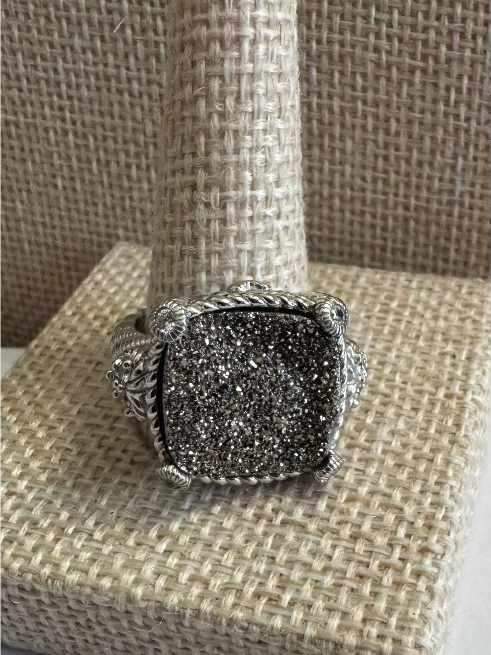 Judith Ripka 925 Sterling Silver Druzy Quartz Ring-  A Million Little Sparkles